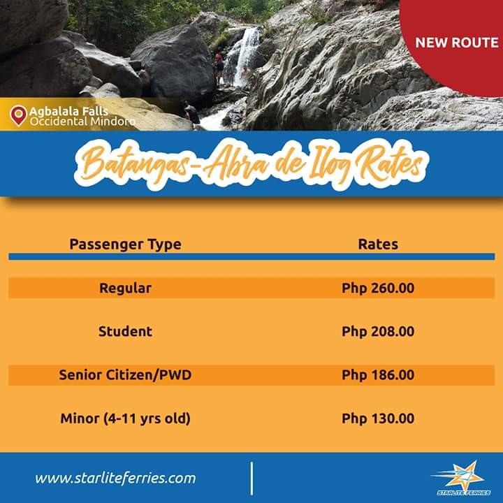 Starlite Ferries Batangas-Abra de Ilog Fares