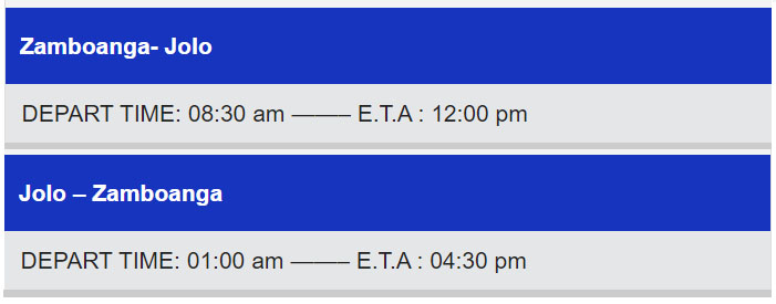 Weesam Express Zamboanga-Jolo Ferry Schedule