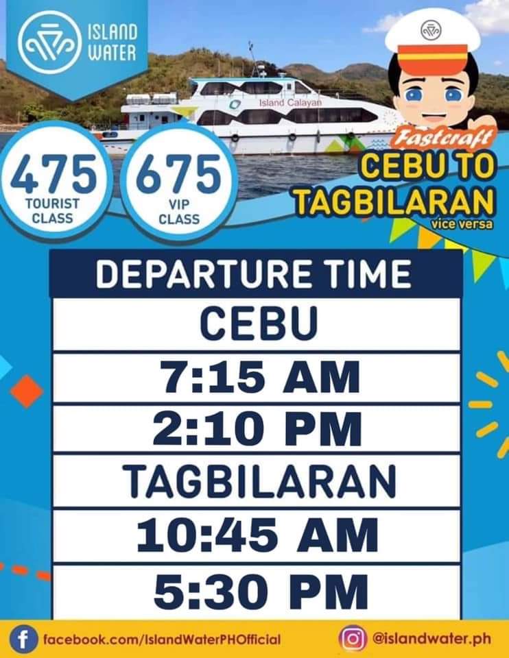 Island Water Cebu-Tagbilaran Ferry Schedule and Fares