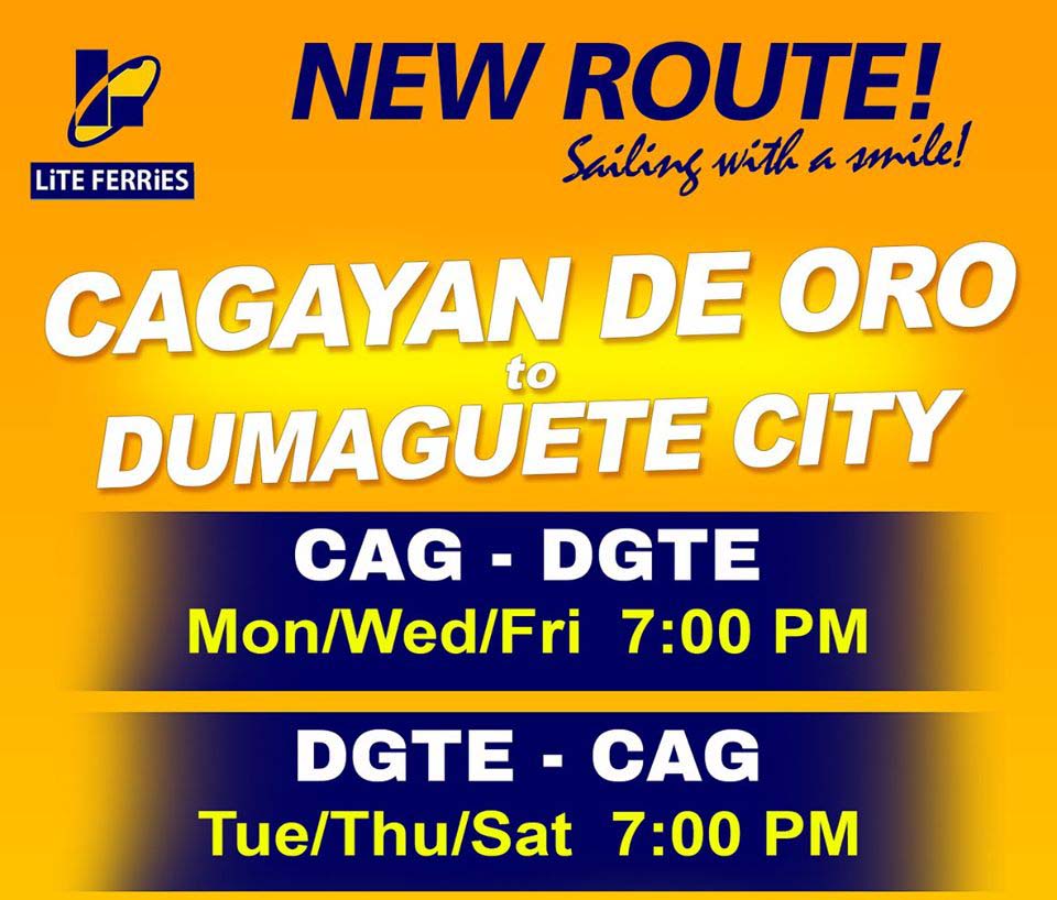 Lite Ferries Cagayan de Oro-Dumaguete Ferry Schedule