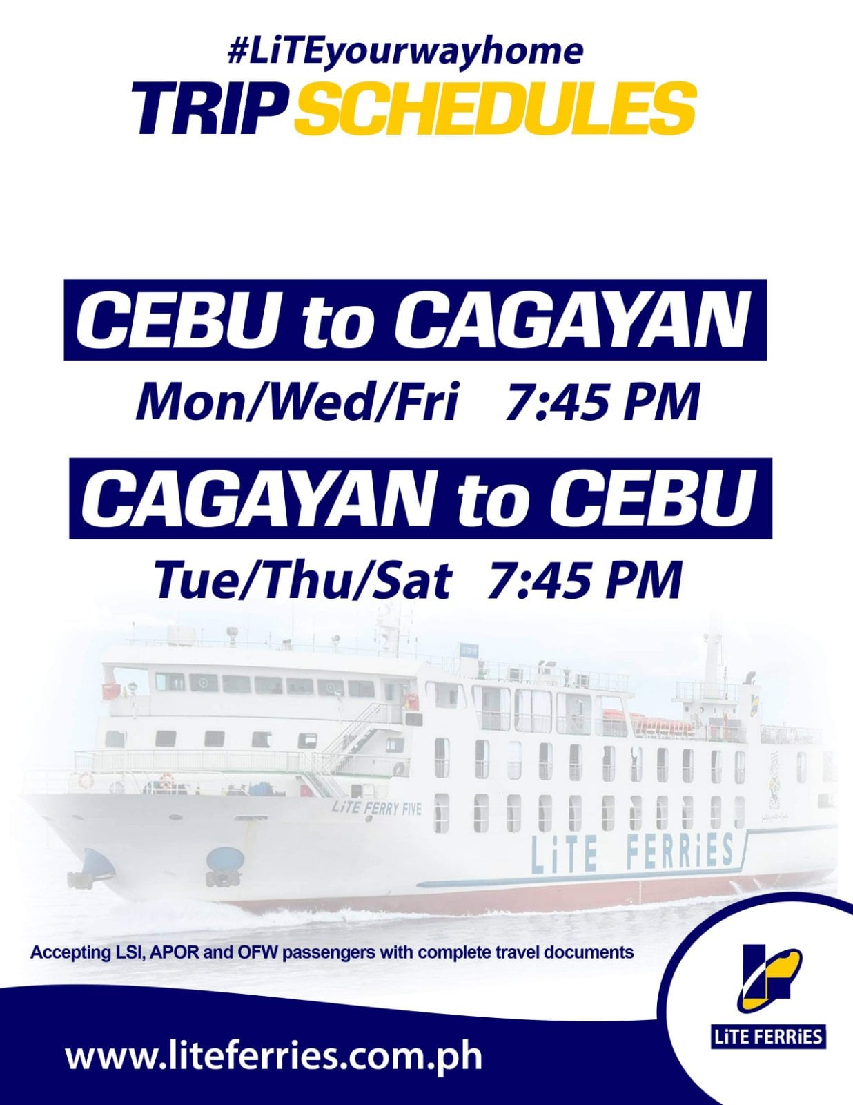 Lite Ferry Cebu-Cagayan de Oro Schedule